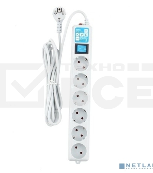 Фильтр-удлинитель PowerCube PRO (SPL(5+1)-16B-P-3M) 3.0 м, LC контур - подавление В/Ч помех, 16А/3,5кВт