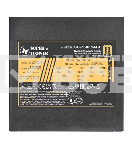 Блок питания 750Вт/ Power Supply Super Flower Leadex III Gold ATX 3.1, 750W, ATX, 140mm, 6xSATA, 2xPCI-E(6+2), 1xPCI-E 16, APFC, 80+ Gold, Full Modular