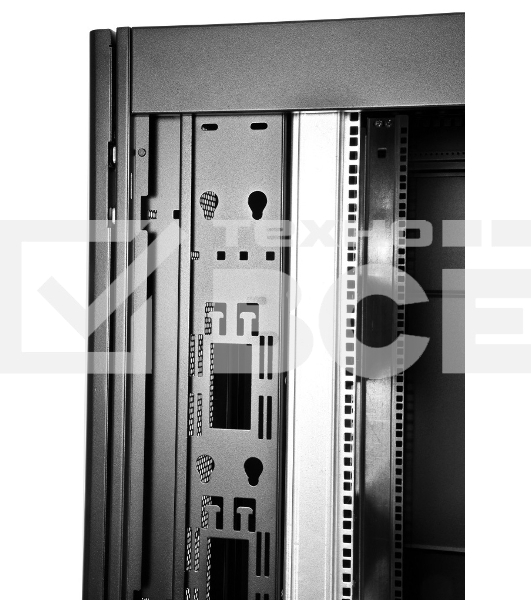 Шкаф серверный ПРОФ напольный 48U (600x1000) дверь перфор., задние двойные перфор., черный, в сборе (ШТК-СП-48.6.10-48АА-9005) (1 коробка)