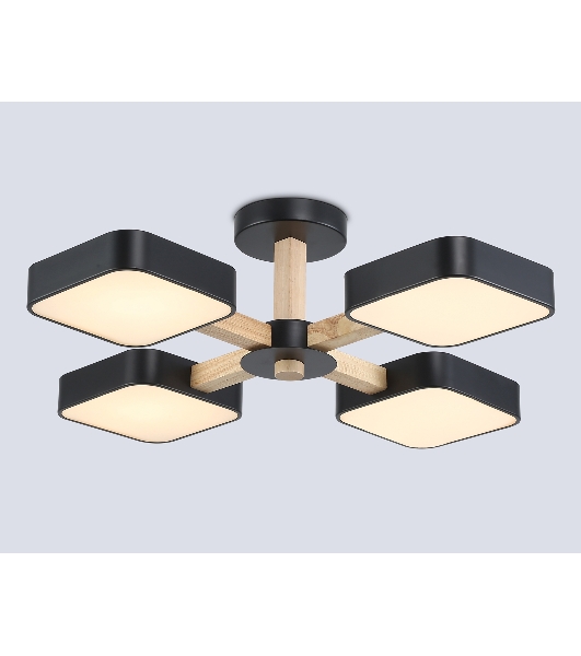 Светильник Ambrella light FL4880/4 BK/WD черный/дерево 72W 3000-6000K D610*160 (без ПДУ)