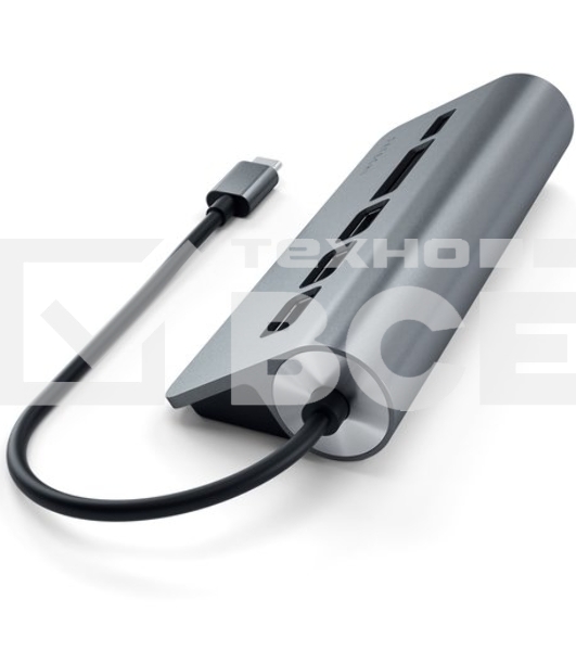 USB-концентратор Satechi Type-C USB Hub & Micro/SD Card Reader. Интерфейс USB-C. 3 порта USB 3.0 , слоты для карты памяти. Цвет серый космос. 