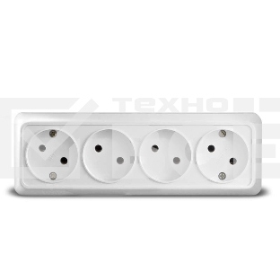 Розетка 4-м ОП Олимп без заземл. белый UNIVersal 1162