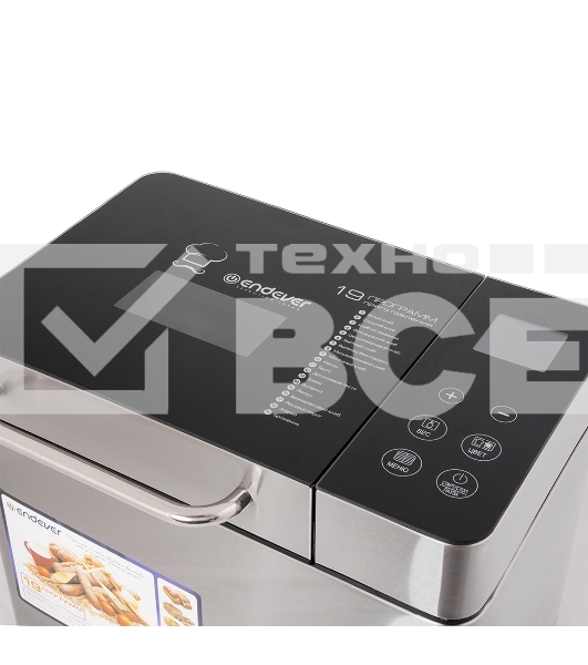 Хлебопечь Endever Skyline MB-53, 710Вт, 19 программ, таймер 15ч, сохранение уст. прогр., авт. термостат, автоподогрев 60 мин