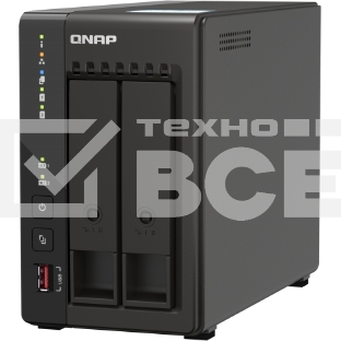 SMB QNAP TS-253E-8G NAS, 2-tray w/o HDD. 2xHDMI-port. 4-core Celeron J6412 2-2.6 GHz, 8GB DDR,  2x2.5Gb LAN, 2 x M.2 2280 PCIe Gen 3 x2, 2x USB 3.2 Gen 2 (10Gbps) Port, 2x USB 2.0 port