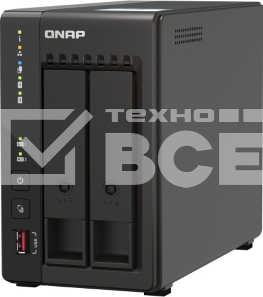 SMB QNAP TS-253E-8G NAS, 2-tray w/o HDD. 2xHDMI-port. 4-core Celeron J6412 2-2.6 GHz, 8GB DDR,  2x2.5Gb LAN, 2 x M.2 2280 PCIe Gen 3 x2, 2x USB 3.2 Gen 2 (10Gbps) Port, 2x USB 2.0 port