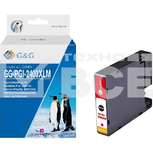 Картридж струйный G&G GG-PGI-2400XLM (PGI-2400XL M) пурпурный (20.4 мл) для Canon Maxify iB4040/iB4140/МВ5040/MB5140/МВ5340/MB5440