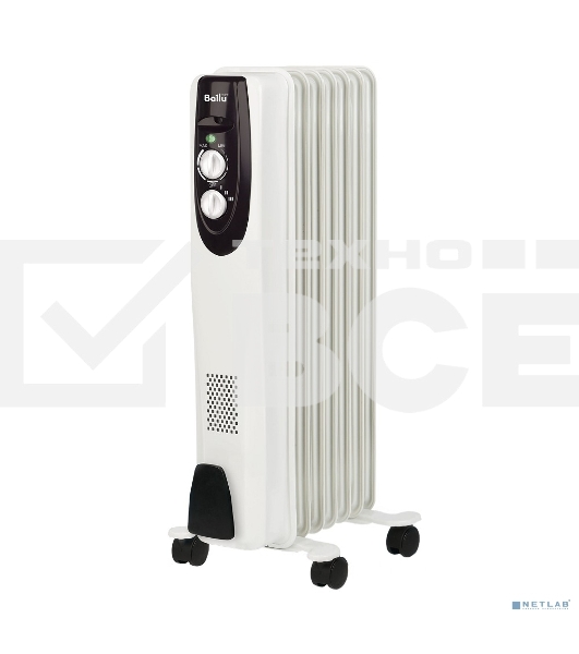 Масляный обогреватель Ballu Classic BOH/CL-07WRN (7 секций), белый, 1500 Вт, 20 м2, термостат