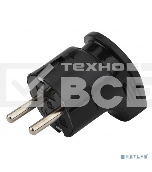 Вилка ЭРА с/з угловая 16A черная (24/480/3840)