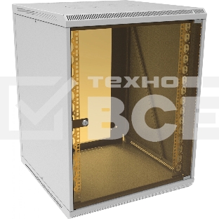 Шкаф коммутационный Suprlan (05-1503) настенный 15U 600x450мм пер.дв.стекл направл.под закл.гайки 70кг RAL 7035 25.1кг 750мм