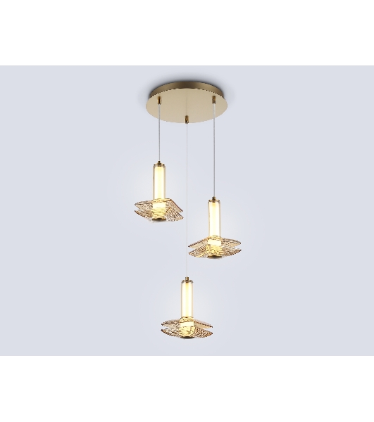 Подвесной светодиодный светильник Ambrella light LH31011/3 BS/TI латунь/янтарь 35W 3000K D450*1790