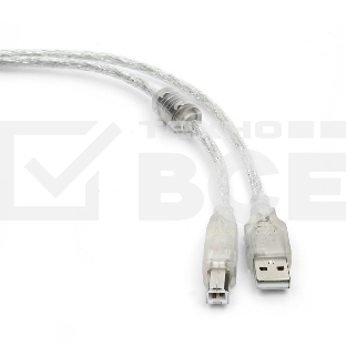 Кабель USB 2.0 Pro Cablexpert CCF-USB2-AMBM-TR-6, AM/BM, 1,8м, экран, феррит.кольца, прозрачный, пакет