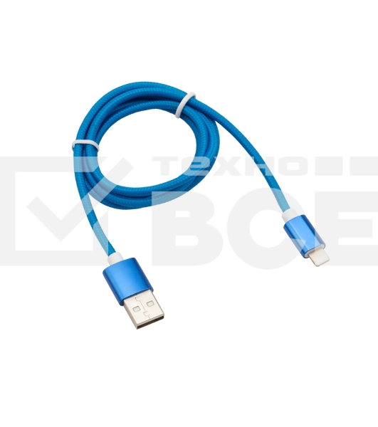 Кабель Rexant USB-Lightning 1 м, синяя нейлоновая оплетка