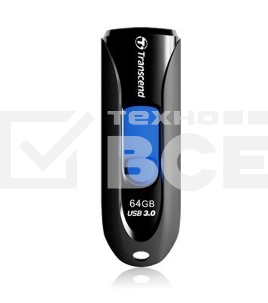 Флешка USB Transcend JetFlash 790 (TS128GJF790K), 128Gb, USB 3.0, R/W 90/40, черный/синий
