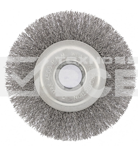 Щетка для УШМ Сибртех, 125 мм посадка 22,2 мм плоская, витая проволока 0,3 мм