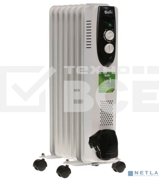 Масляный обогреватель Ballu Classic BOH/CL-07WRN (7 секций), белый, 1500 Вт, 20 м2, термостат