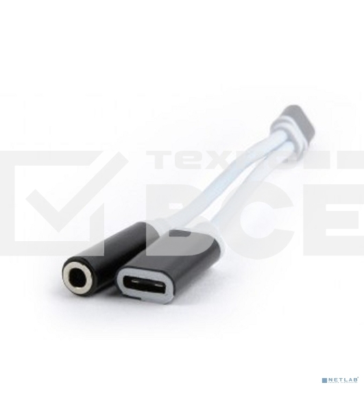 Переходник Cablexpert USB Type-C/Jack3.5 F+ Type-C F, черный, пакет (CCA-UC3.5F-02)