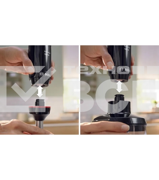 Блендер Bosch MSM4B623, погружной, мощность 1000 Вт, механическое управление, 5 насадок, цвет черный