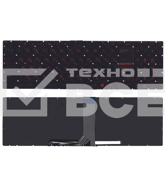 Клавиатура для ноутбука MSI GT72 GS60 GS70 GP62 GL72 GE72 черная с красной подсветкой