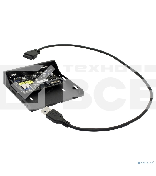 Планка портов ORIENT C092 3.5' на переднюю панель 2xUSB Type-C + 2xUSB 3.0 (USB3.2 Gen1), 20Pin кабель 50 см, металл, oem (31348)