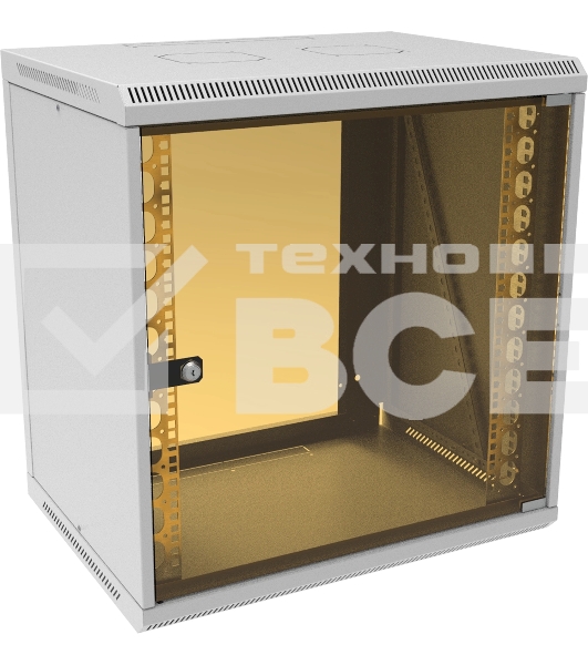 Шкаф коммутационный Suprlan (05-1203) настенный 12U 600x450мм пер.дв.стекл направл.под закл.гайки 70кг RAL 7035 385мм 21.94кг 620мм