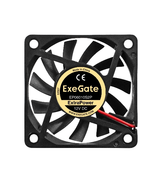 Вентилятор 12В DC ExeGate ExtraPower EP06010S2P (60x60x10 мм, Sleeve bearing (подшипник скольжения), 2pin, 3000RPM, 24dBA)