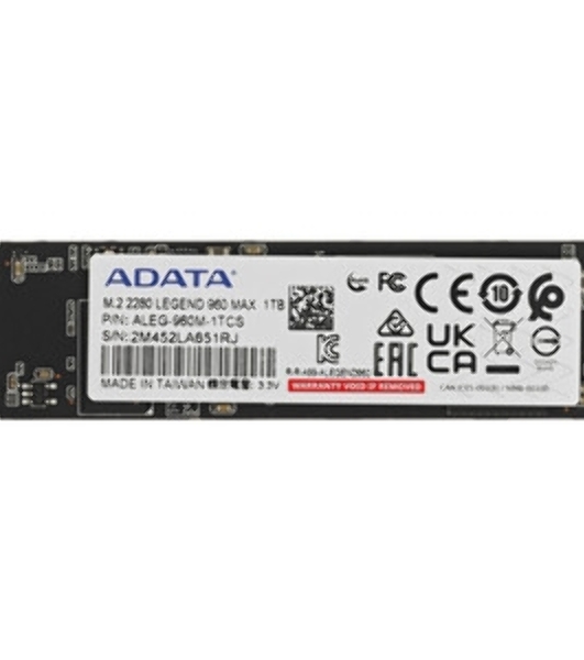 Накопитель SSD ADATA LEGEND 960 MAX, 1Tb, PCIe 4.0 x4, M.2 2280, NVMe, R/W 7400/6000, с радиатором