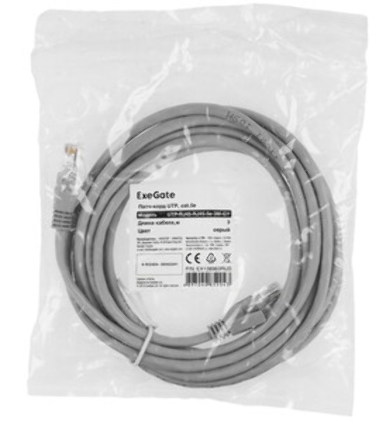 Патч-корд ExeGate EX286372RUS UTP-RJ45-RJ45-5e-0,3M-LSZH-RD, UTP, cat.5e, LSZH, 0.3м, красный
