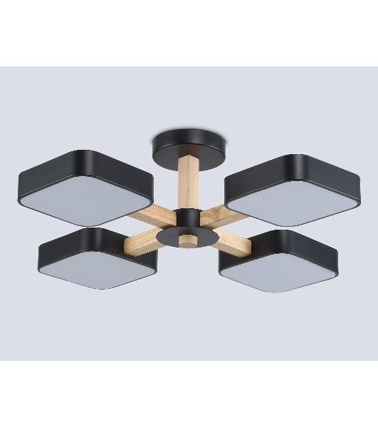 Светильник Ambrella light FL4880/4 BK/WD черный/дерево 72W 3000-6000K D610*160 (без ПДУ)