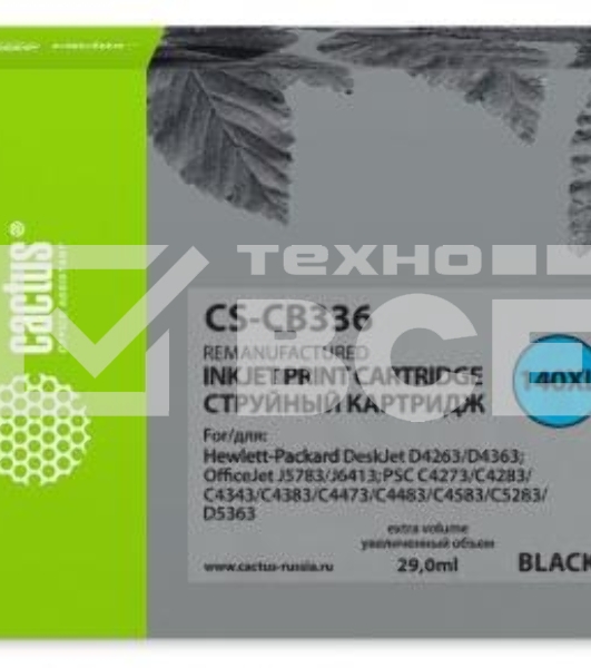 Картридж струйный Cactus CS-CB336 №140XL черный (29 мл.) для HP DJ D4263/D4363/DJ J5783/J6413/PSC C4273/C4283/C4343/C4383/C4473/C4483/C4583/C5283/D5363