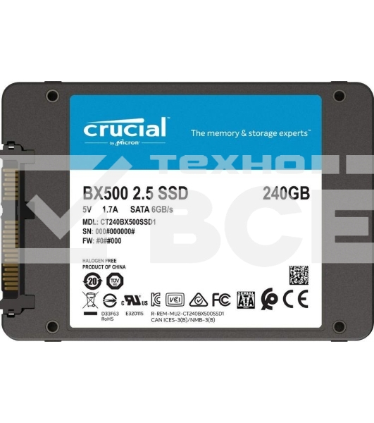 Накопитель SSD Crucial BX500, 240Gb, 2.5