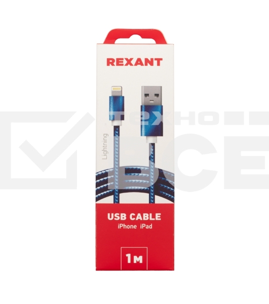Кабель Rexant USB-Lightning 1 м, синяя нейлоновая оплетка