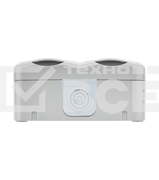 Блок горизонтальный 2 розетки (керамика) Mini OG IP54 с заземлением, о/у, серый Kranz