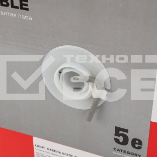 Кабель витая пара Rexant LIGHT U/UTP, категория 5e, ZH нг(А)-HF, 4PR, 24AWG, внутренний, серый, 305 м