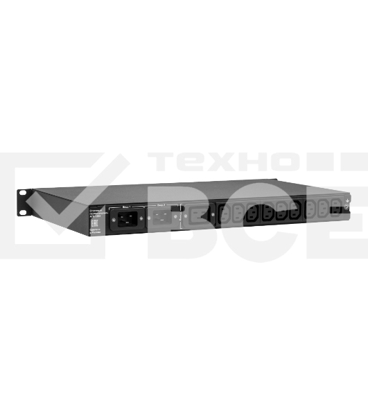 Автоматический ввод резерва ELEMY RACK ATS, 1U, 220В, 16А, OLED, Ethernet, in (2) C20, out (1) C19 (9) C13
