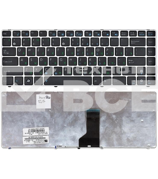 Клавиатура для ноутбука Asus UL30 K42 черная с серебристой рамкой