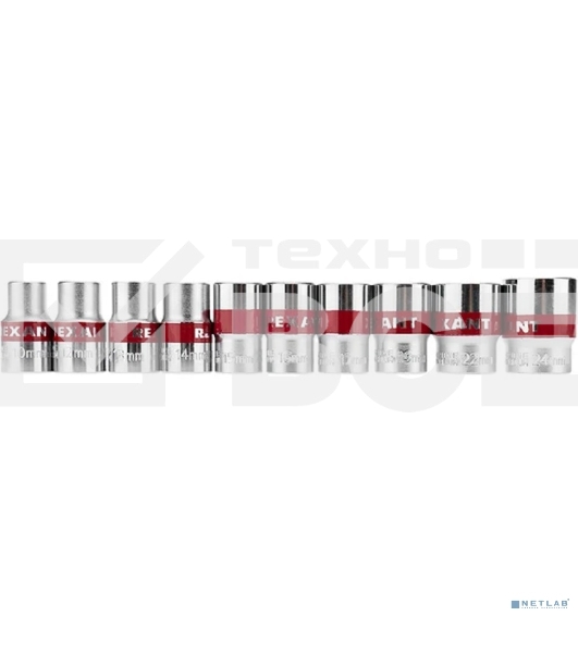 Набор торцевых головок Rexant 1/2, двенадцатигранные, CrV, 10 шт., 10-24 мм