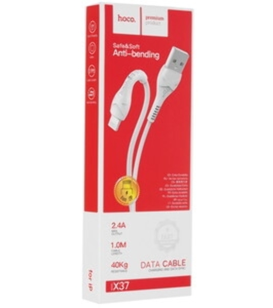 Кабель USB HOCO X37 Cool, USB - Lightning, 2.4А, 1м, белый