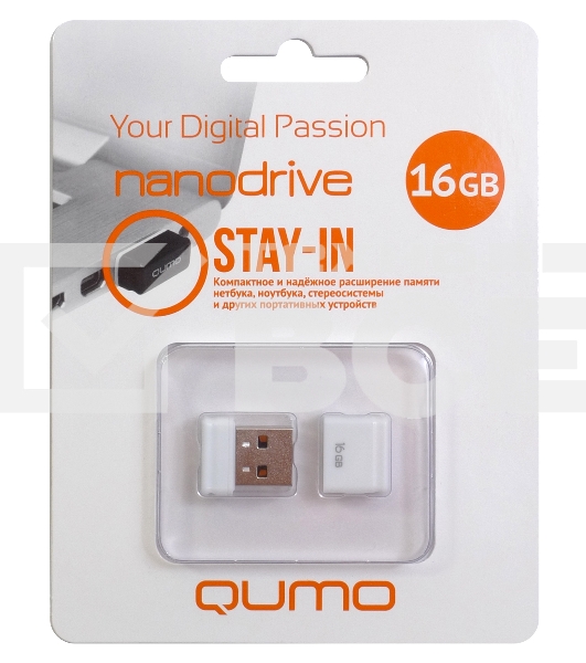 Флэш Диск QUMO 16GB NANO QM16GUD-NANO-W White