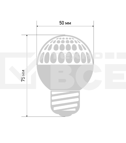 Лампа шар e27 10 LED  Ø50мм  зеленая 24В (постоянное напряжение)