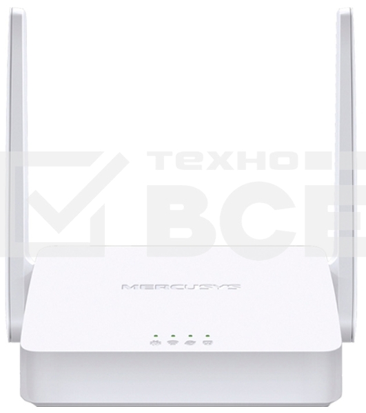 Роутер Mercusys 300Mbps Multi-Mode Wireless N Router, 2× Fixed External Antennas, 2× 10/100 Mbps LAN Ports, 1× 10/100 Mbps WAN Port, FEATURE: Access Point Mode, WPS/Reset Button, IPTV, IPv6, Beamforming, MU-MIMO, Parental Controls, Guest Network