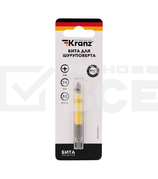 Бита для шуруповерта KRANZ PH2х70 мм
