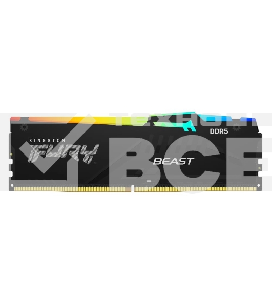 Оперативная память Kingston Fury Beast, DDR5, 32GB (1x32GB), 5600MHz, CL40, с радиатором, RGB, черный