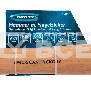 Молоток-гвоздодер Gross AMERICAN HICKORY 680 г, угол 75, магнит, обрезиненная рукоятка