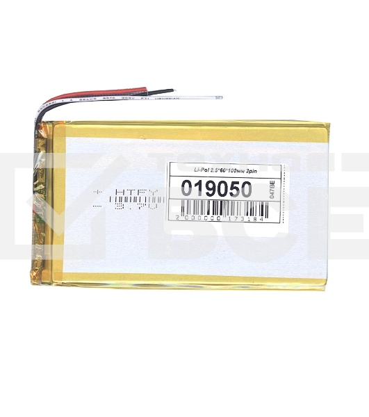 Аккумулятор Li-Pol (батарея) 2.5*60*100мм 3pin 3.7V/2500mAh