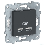 Розетка USB, двойная, 5 В / 2100 мА | NU541854 | Schneider Electric Unica New Антрацит, фото 1