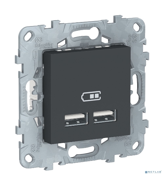 Розетка USB, двойная, 5 В / 2100 мА | NU541854 | Schneider Electric Unica New Антрацит