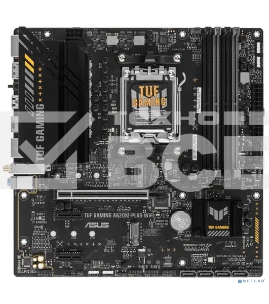 Материнская плата ASUS TUF GAMING A620M-PLUS WIFI, AM5, AMD A620, 4xDDR5, 4xSATA, 2xM.2, 1xPCIe 4.0 x16, 2xPCIe x1, 2xDP, 1xHDMI, 1x 2.5Gb LAN, 4xUSB-A 2.0, 2xUSB-A 3.2 Gen 1, 3x3.5 мм, 7.1, mATX