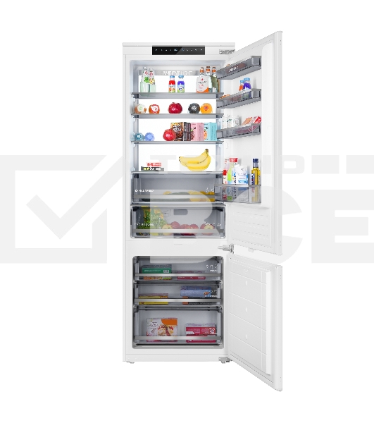 Встраиваемый холодильник Maunfeld MBF19369NFWGR LUX Inverter белый двухкамерный 257/84л морозилка снизу