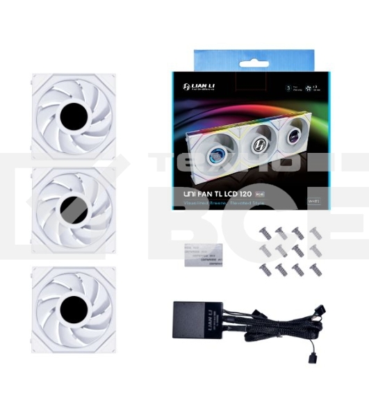 Вентилятор для корпуса Lian-Li Uni Fan TL 120 LCD ARGB G99.12TLLCD3W.00 белый 120мм 1900rpm 27db 7-pin
