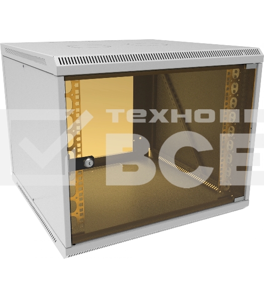 Шкаф коммутационный Suprlan (05-1096) настенный 12U 600x600мм пер.дв.стекл направл.под закл.гайки 70кг RAL 7035 535мм 22.69кг 500мм